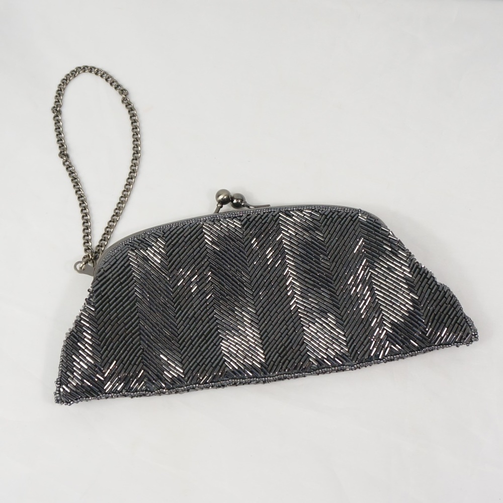 The Limited Silver Beaded Clutch Wristlet